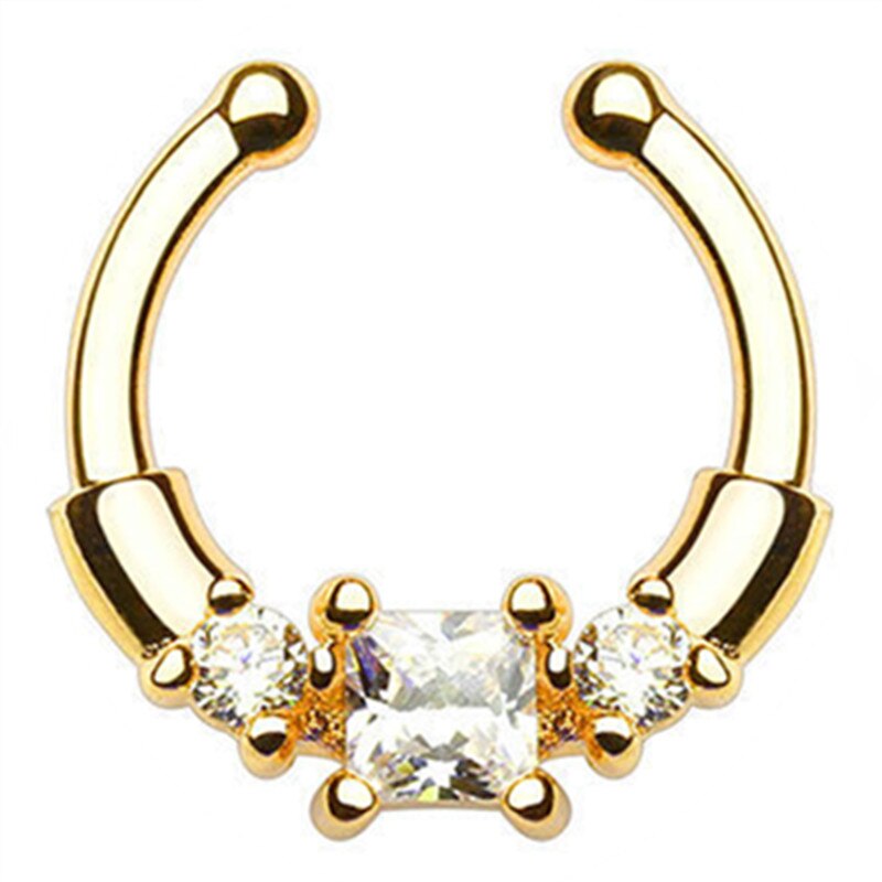 1/2Piece Stainless Stell Fake Nose Ring Septum Piercing Jewelry Crystal Fake Septum Piercing Ring Bulk Faux Nose Piercing Lot