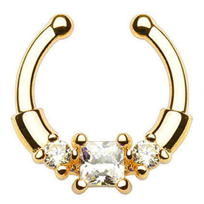 1/2Piece Stainless Stell Fake Nose Ring Septum Piercing Jewelry Crystal Fake Septum Piercing Ring Bulk Faux Nose Piercing Lot