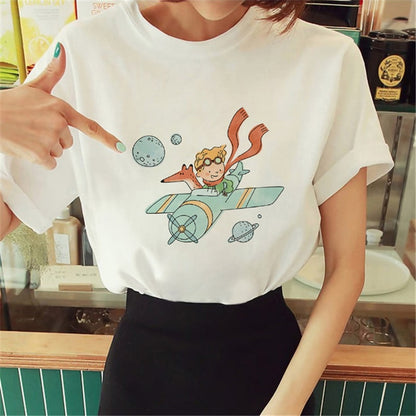 Hot Spring Summer Little Prince Graphic Women's T-Shirt Little Prince Graphic Tees Vouge Shirts For women O-Neck Short Sleeve