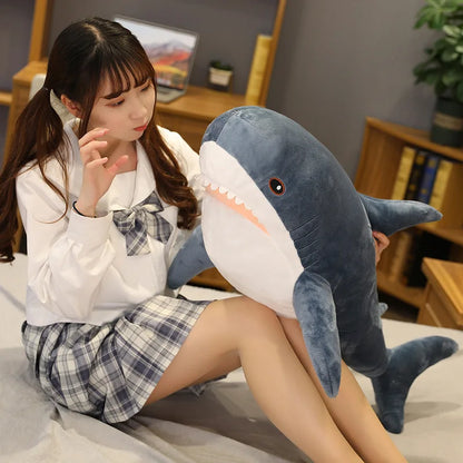 140cm Giant Shark Plush Toy Stuffed Speelgoed Animal Reading Pillow for Birthday Gifts Doll Gift For Children