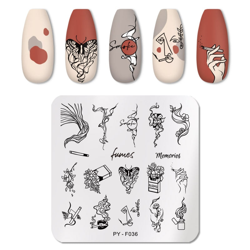 PICT YOU Rose Flower Nail Stamping Plates  Line Pictures Nail Art Plate Stamp Template Marble Leaves Image Printing Plates Tools