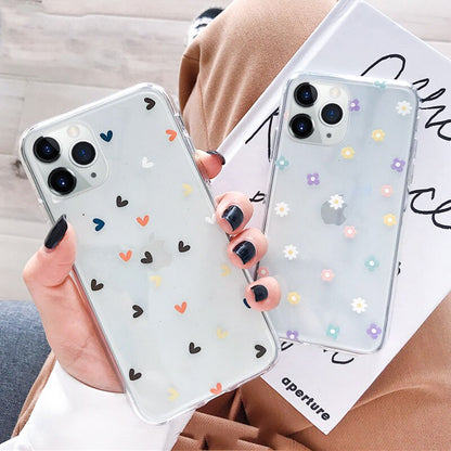Phone Case For iPhone 13 12 11 14 Pro 6 6s 7 8 Plus X XR XS Max Transparent Cute Cartoon Love Heart Soft TPU For iPhone 12 Cover