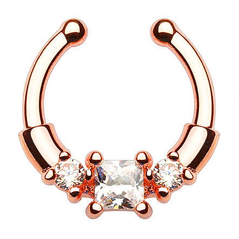 1/2Piece Stainless Stell Fake Nose Ring Septum Piercing Jewelry Crystal Fake Septum Piercing Ring Bulk Faux Nose Piercing Lot