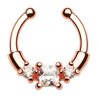 1/2Piece Stainless Stell Fake Nose Ring Septum Piercing Jewelry Crystal Fake Septum Piercing Ring Bulk Faux Nose Piercing Lot
