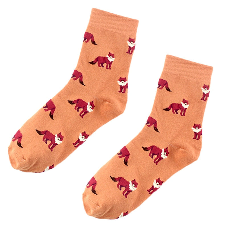 Peonfly brand Japan Harajuku Rabbit Cat Fox Animals Women Socks Kawaii Cute Women Cartoon Funny Socks Eu35-40