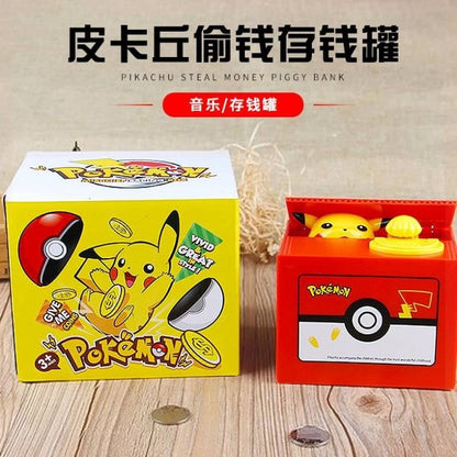 Pokemon Piggy Bank Action Figure Anime Cartoon Pikachu Electronic Plastic Money Box Steal Coin Piggy Bank Pokémon Kid Toys Gift