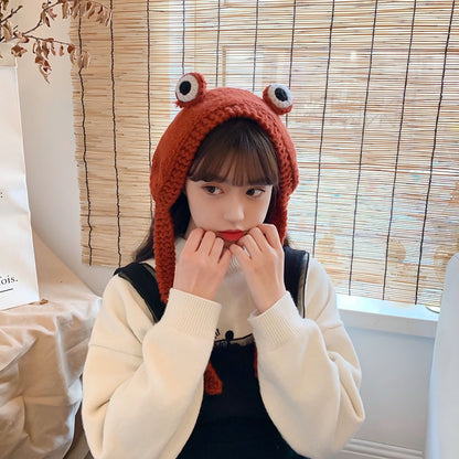 Fashion Frog Hat Beanies Knitted Winter Hat Solid Hip-hop Skullies Knitted Hat Cap Costume Accessory Gifts Warm Winter Bonnet