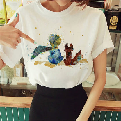 Hot Spring Summer Little Prince Graphic Women's T-Shirt Little Prince Graphic Tees Vouge Shirts For women O-Neck Short Sleeve