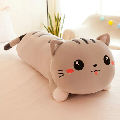 Long Cat Plush Pillow 130cm Kitten Stuffed Animal Plushies Soft Doll Toy Bed Sofa Girls Home Decor Kids Gift