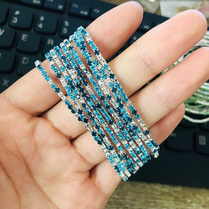 10 Pieces of Ladies Transparent Shiny Crystal Bracelet 27 Colors Full Rhinestone Elastic Bracelet Women Wristband Bracelet Gift