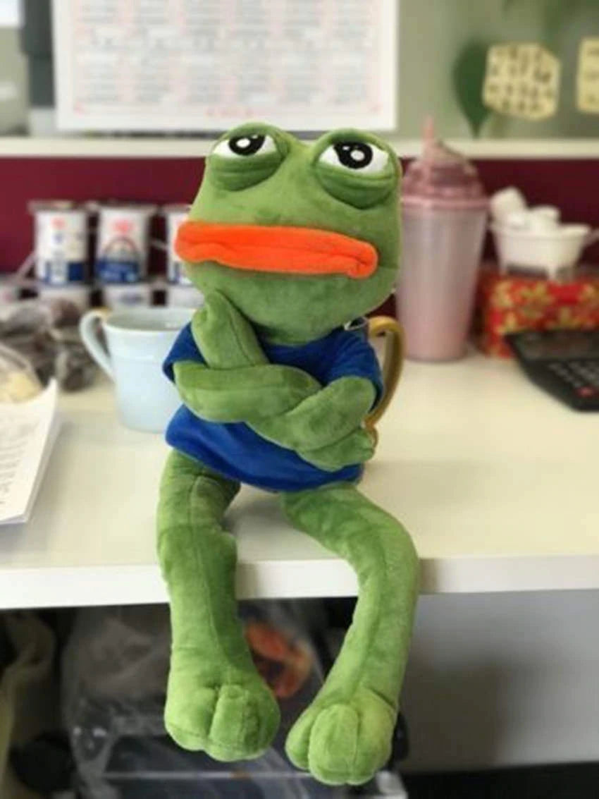 Pepe The Frog Poseable Plushie 18" Sad Frog Meme Soft Stuffed Plush Toy: Hilarious Cuddle Buddy Meme Doll The Perfect Gift