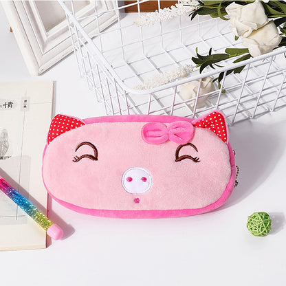 1Pcs Kawaii Cartoon Pencil Case Plush Cute Handle Pencilcase School Supplies Pencil Bag for Boy Girl Stationery Pouch