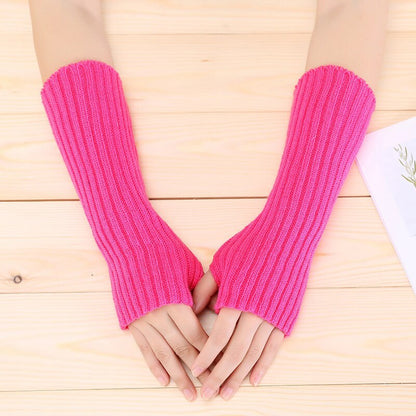 New Women Fingerless Gloves Arm Warmers Goth Knitted Kawaii Work Gloves Ankle Wrist Sleeves Harajuku Anime Cosplay Accessories