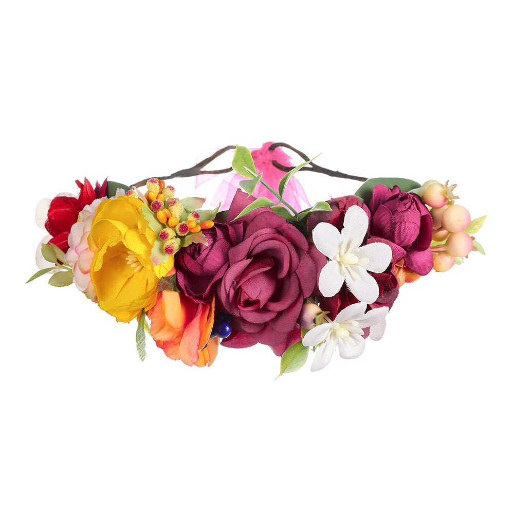 Molans Spring Bohemian Flower Crowns Beach Hawaii Floral Garland Romantic Faux Rose Wedding Wreaths New Flower Headband