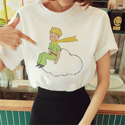 Hot Spring Summer Little Prince Graphic Women's T-Shirt Little Prince Graphic Tees Vouge Shirts For women O-Neck Short Sleeve