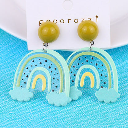 Donarsei Fashion Colorful Rainbow Earrings For Women Cute Cartoon Cloud Heart Drop Dangle Earrings Gift