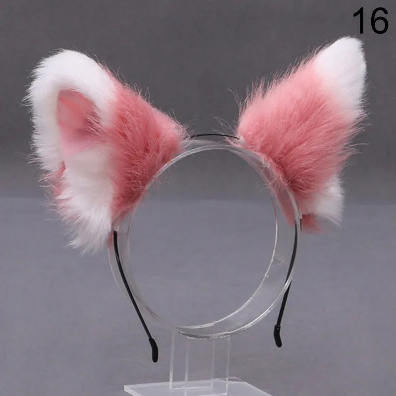 1PC Realistic Furry Animal Cat Ears Headband Lolita Cute Faux Fur Anime Hair Hoop Halloween Cosplay Party Headpiece