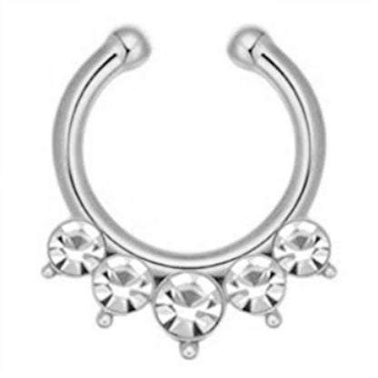 1/2Piece Stainless Stell Fake Nose Ring Septum Piercing Jewelry Crystal Fake Septum Piercing Ring Bulk Faux Nose Piercing Lot