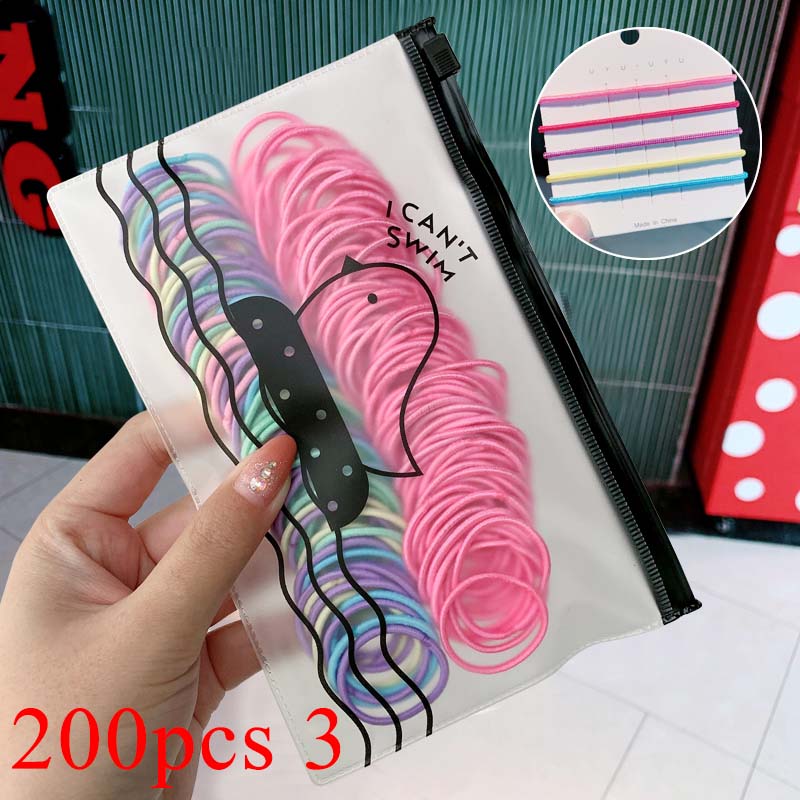 100/500pcs/Bag Girls Cute Colorful Basic Elastic Hair Bands Ponytail Holder Children Scrunchie Rubber Band Kids Hair Accessories