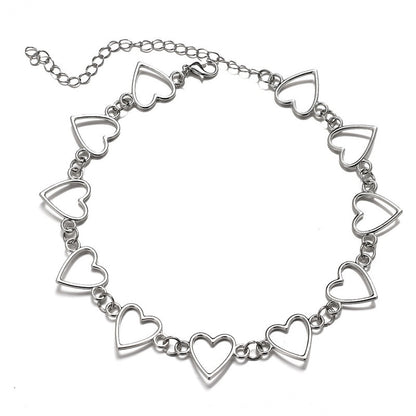 New Hollow Korean Sweet Love Heart Choker Necklace Statement Girlfriend Gift Cute Bicolor Necklace Jewelry Collier Femme