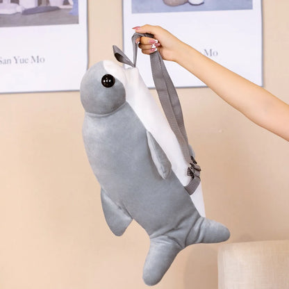 55cm Plush Hammerhead Grey Shark Backpack Toys Cute Fat Shark Dolls Stuffed Soft Student Backpack for Children Kids Gift