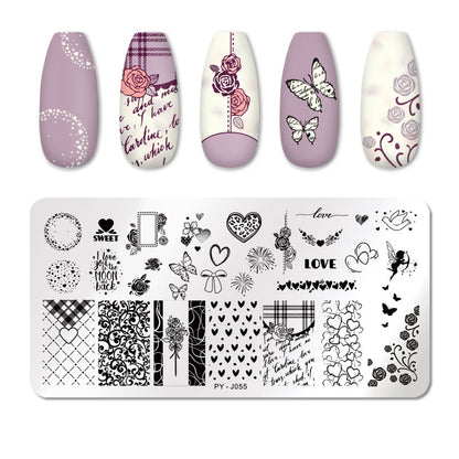 PICT YOU Rose Flower Nail Stamping Plates  Line Pictures Nail Art Plate Stamp Template Marble Leaves Image Printing Plates Tools