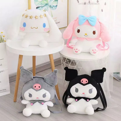 Kawaii Sanrio Cinnamoroll Kuromi My Melody Plush Backpack Doll Shoulder Messenger Bag Sac Tote Crossbody Bag For Y2k Lolita Girl