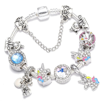 BAOPON Dropshipping Vintage Silver Color Charms Bracelets for Women DIY Crystal Beads Brand Bracelets Women Pulseira Jewelry