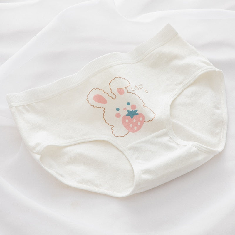 New Women's Cotton Underwear Lovely Girl Comfort Briefs Mid Waist Seamless Rabbit Panties Lace Panties Female Lingerie