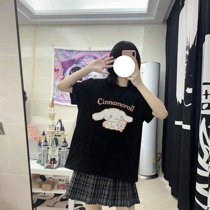 Y2K Sanrio Cinnamoroll T-Shirt Hello Kitty Cartoon Cute Print Female Short-Sleeved Soft Sister Summer Student Top Women Shirts