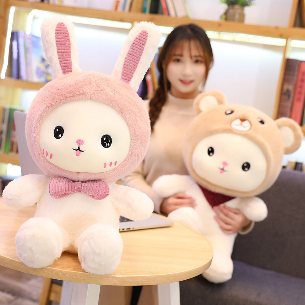 New Huggable 1pc 25-60cm Super Kawaii Rabbit Plush Toys Cute Shark Bear Stuffed Soft Accompany Pillow Kids Birthday Gift Dolls