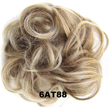 Jeedou Messy Bun Chignon Donut Hair Pad Elastic Hair Rope Rubber Band Synthetic Hairpiece Black Gary Brown Color