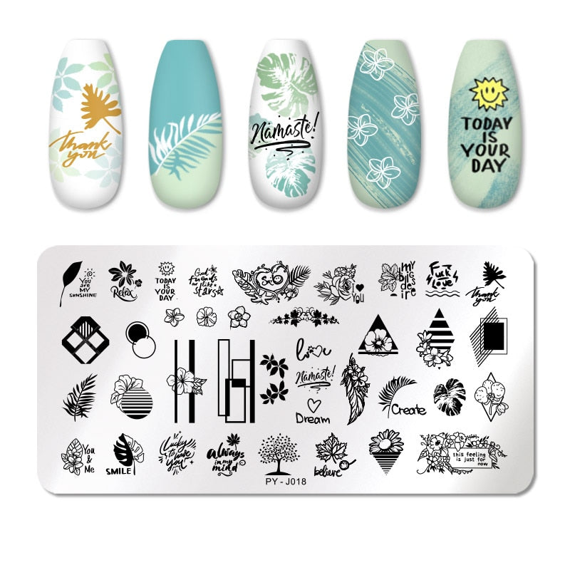 PICT YOU Rose Flower Nail Stamping Plates  Line Pictures Nail Art Plate Stamp Template Marble Leaves Image Printing Plates Tools