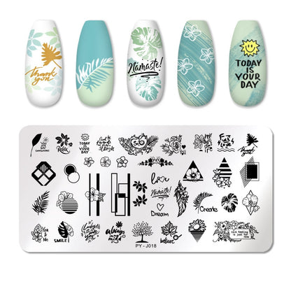 PICT YOU Rose Flower Nail Stamping Plates  Line Pictures Nail Art Plate Stamp Template Marble Leaves Image Printing Plates Tools
