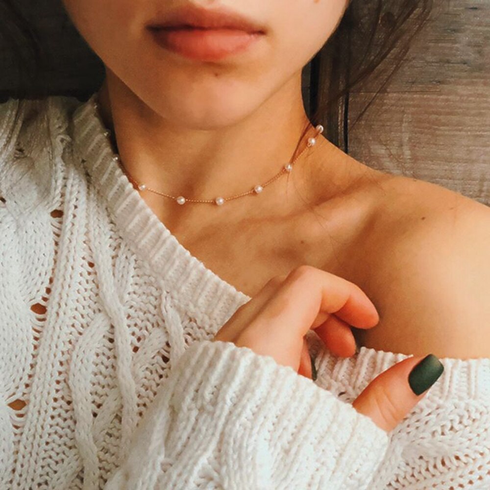 Gold Color Layered Flower Pendant Necklace Women Bohemian Small Daisy Pearl Chain Collar Necklace Female Jewelry Gifts