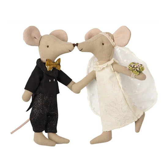 Wedding Mice Couple in Box Christmas New Year Gift Handmade Stuffed Animal Plush Toy Cute little Mouse Plushie Boy Girl with Gift Box Cotton Sewing Doll