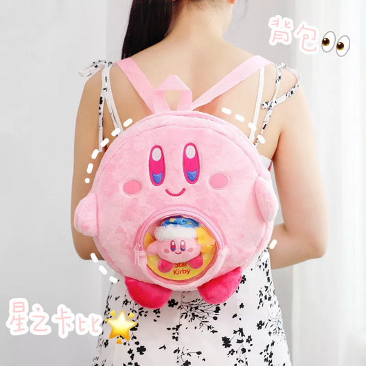 Kawaii Kirby Star Game Peripheral Series Kirby Plush Backpack Pink Backpack Children's Small School Bag Boy Girl Gift