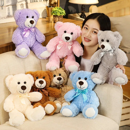 New Arrive 7 Colors 35cm Cute Bow Tie Teddy Bear Plush Toy  Doll For Boy Girl Gift