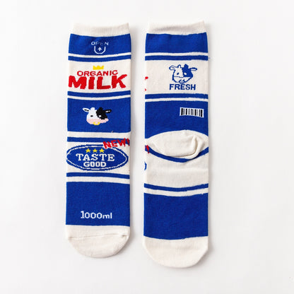 Women Socks Funny Cute Cartoon Fruits Banana Avocado Lemon Egg Cookie Donuts Food Happy Japanese Harajuku skateboard Socks