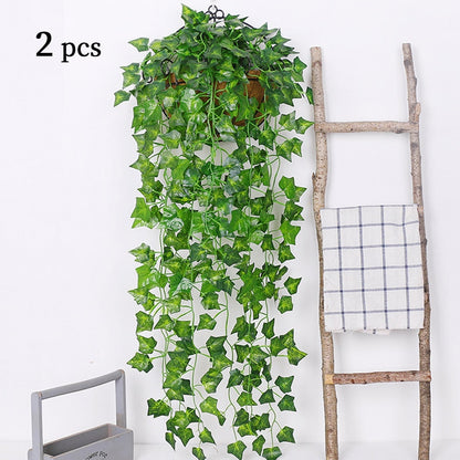 90cm Artificial Vine Plants Hanging Ivy Green Leaves Garland Radish Seaweed Grape Fake Flowers Home Garden Wall Party Decoration