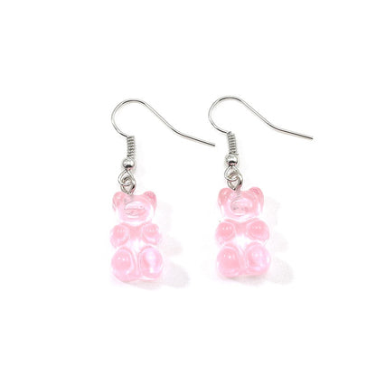 Creative Cute Candy Colorful Animal Gummy Bear Earrings Minimalism Cartoon Design Female Ear Hooks Danglers Jewelry Kids Gift