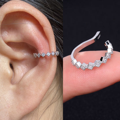 1pcs Simple Flower Shape Zircon Ear Cuff for Women Charming Crystal Clip on Earrings Earcuff Without Piercing  Fashion Jewelry