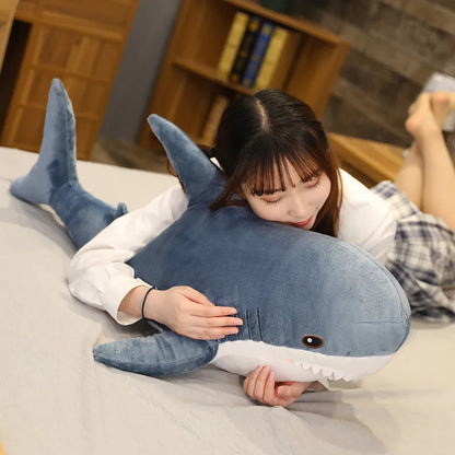 45/60/80cm Cute Shark Plush Toy Soft Stuffed Speelgoed Animal Reading Pillow for Birthday Gifts Cushion Doll Gift