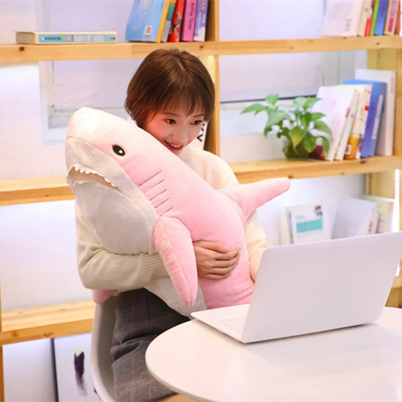 140cm Giant Shark Plush Toy Stuffed Speelgoed Animal Reading Pillow for Birthday Gifts Doll Gift For Children