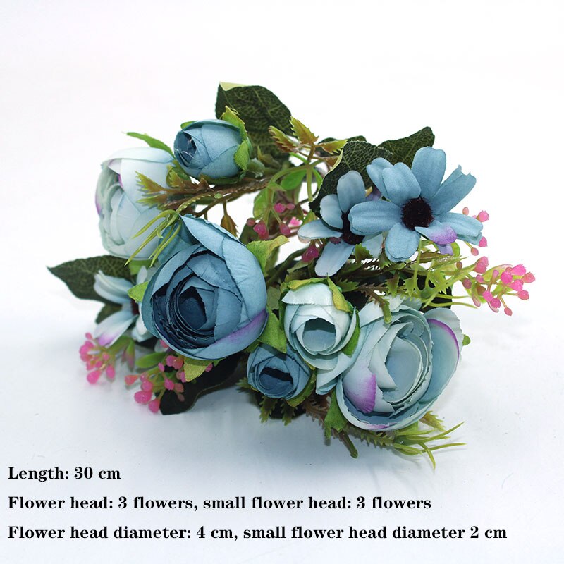 Blue variety autumn fake tea rose peony silk flower autumn gerbera daisy fake flower plastic DIY wedding home accessories