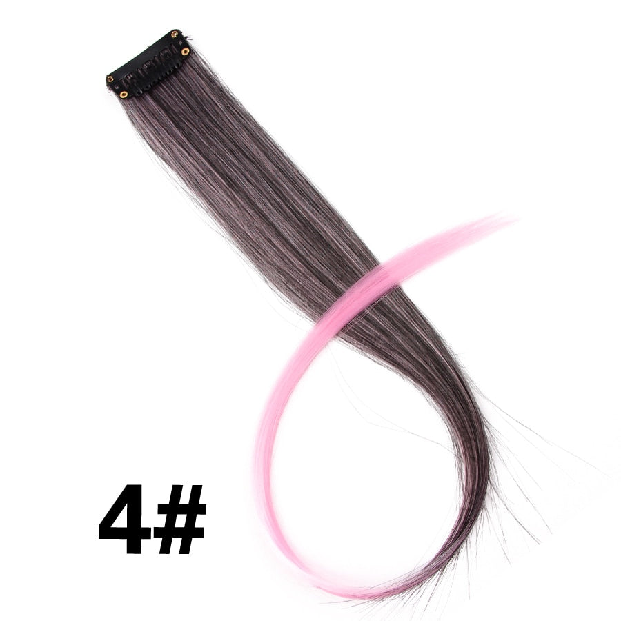 Alileader Clip On Hair Extension 57Color Ombre Straight Hair Extension Clip In Hairpieces High Temperature Faber Hair Pieces