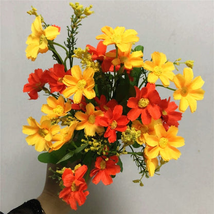 One Bouquet 7 Branch 28 Heads Cute Silk Daisy Artificial Decorative Flower DIY Wedding Flower Bouquet Home Room Table Decoration
