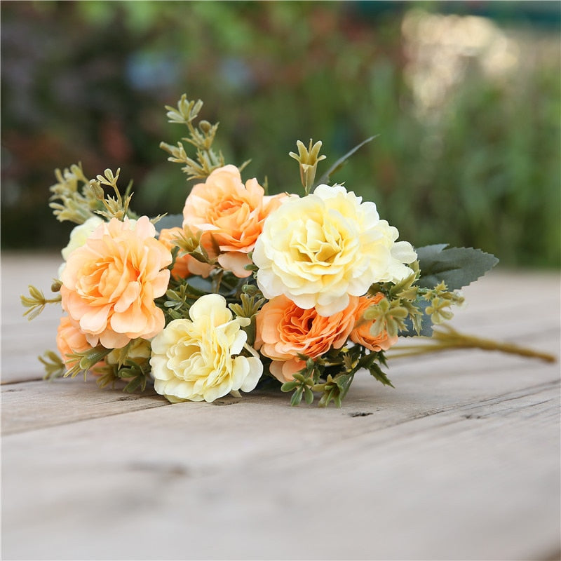 7 forks / bouquet peony fake flower silk flower peony bouquet wedding home decoration fake peony rose