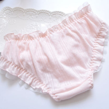 Cotton Ruffle Cute Lovely Sweety Girl Panties Bow Japanese Princess Style High Elasticity Breathable Women Underwear Breifs