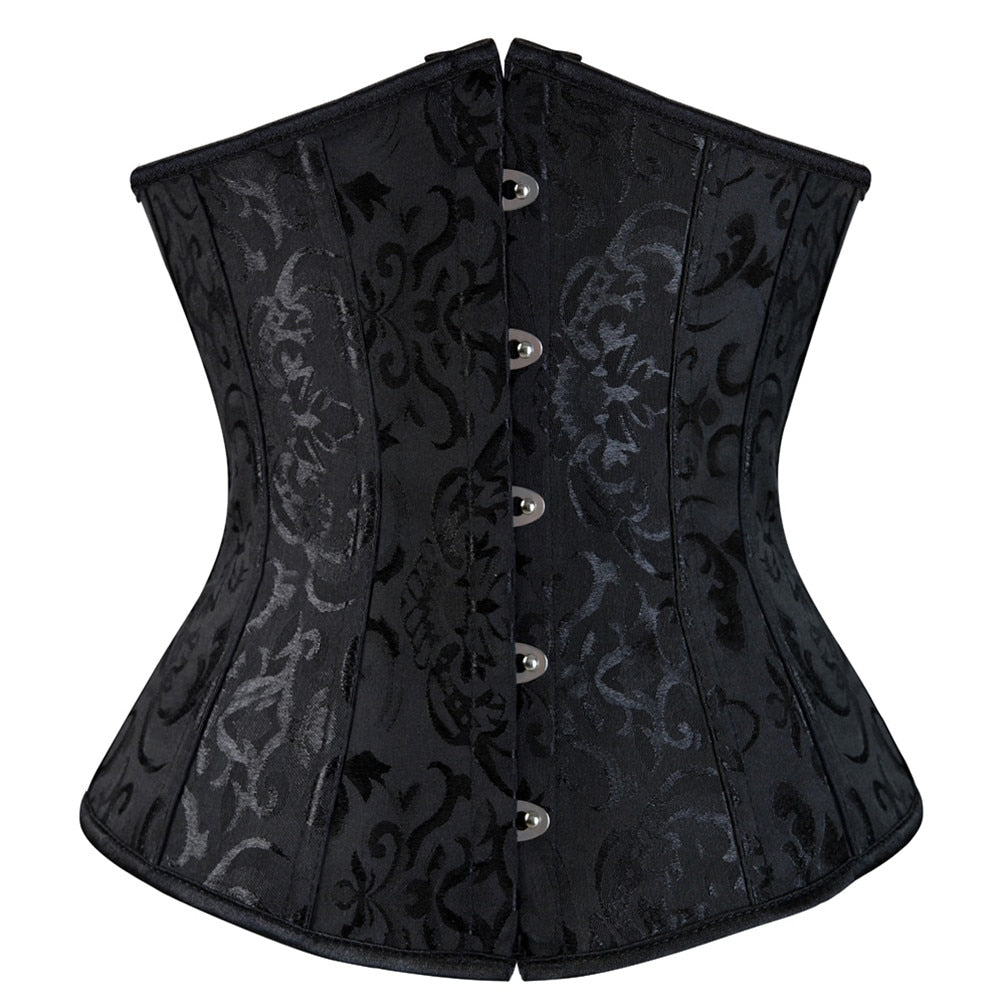 Underbust Corset Women's Underwear Waist Slimming Body Shaper Corset Top for Women Steampunk Lace-up Corset Belt White